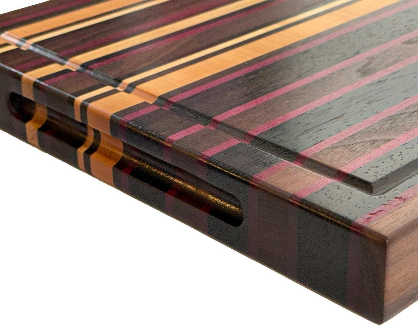 Edge Grain Cutting Board Maple Walnut  Wenge & Purple Heart Signature Series 