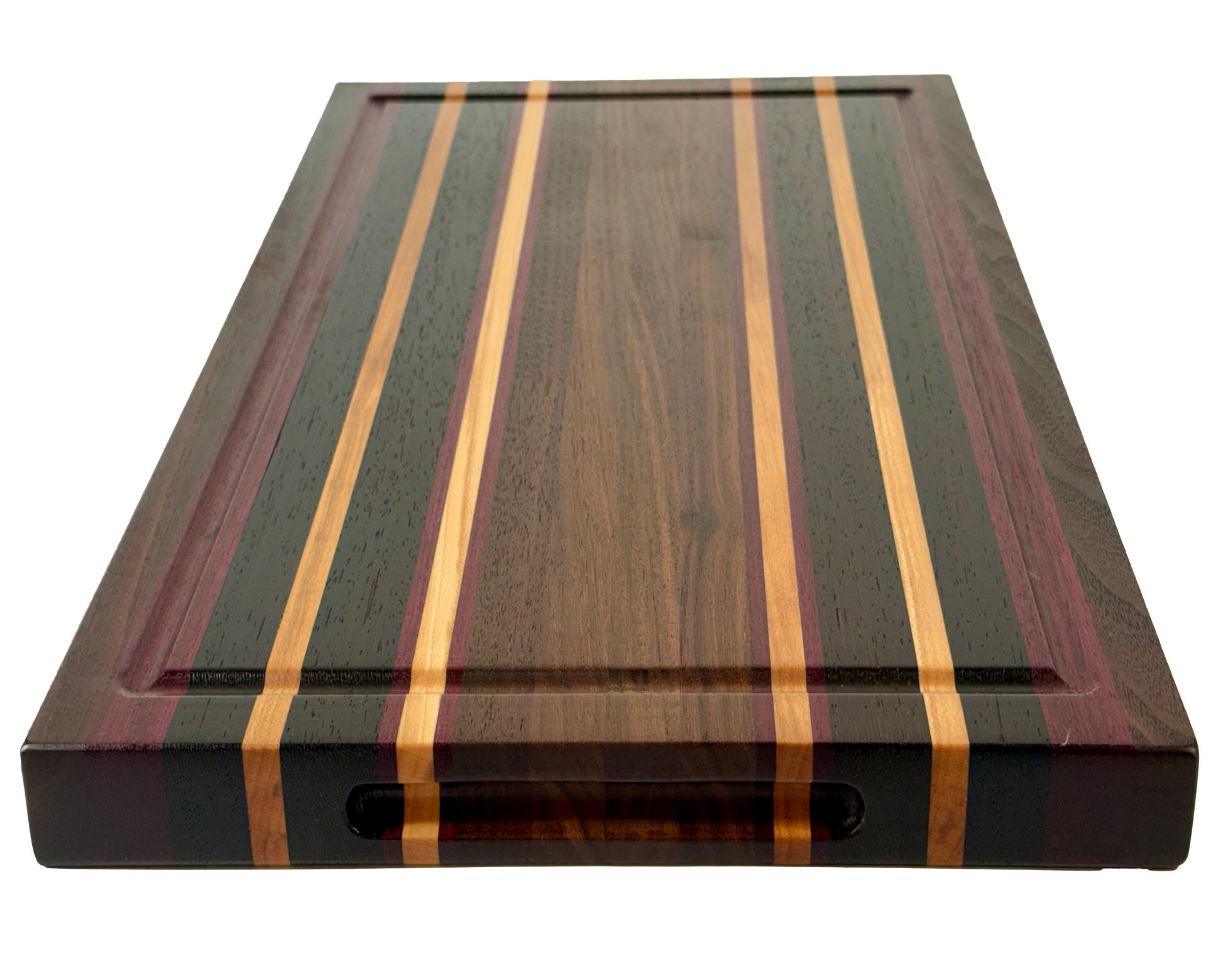 Edge Grain Cutting Board Maple Walnut Wenge & Purple Heart  Signature Series 
