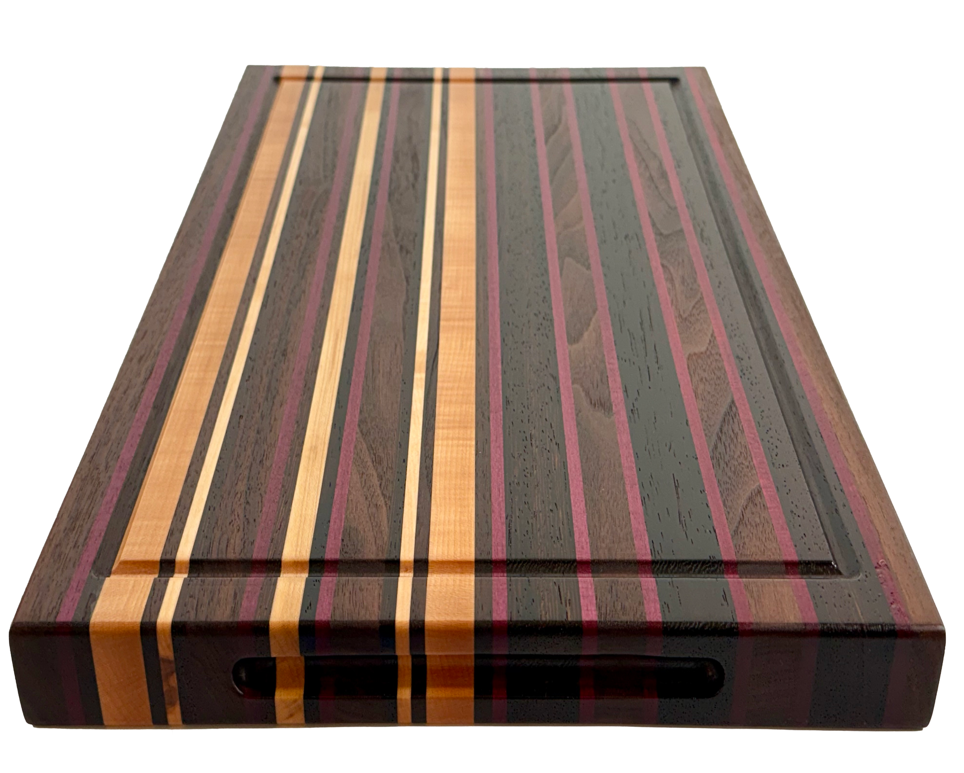 Edge Grain Cutting Board Maple Walnut  Wenge & Purple Heart Signature Series 