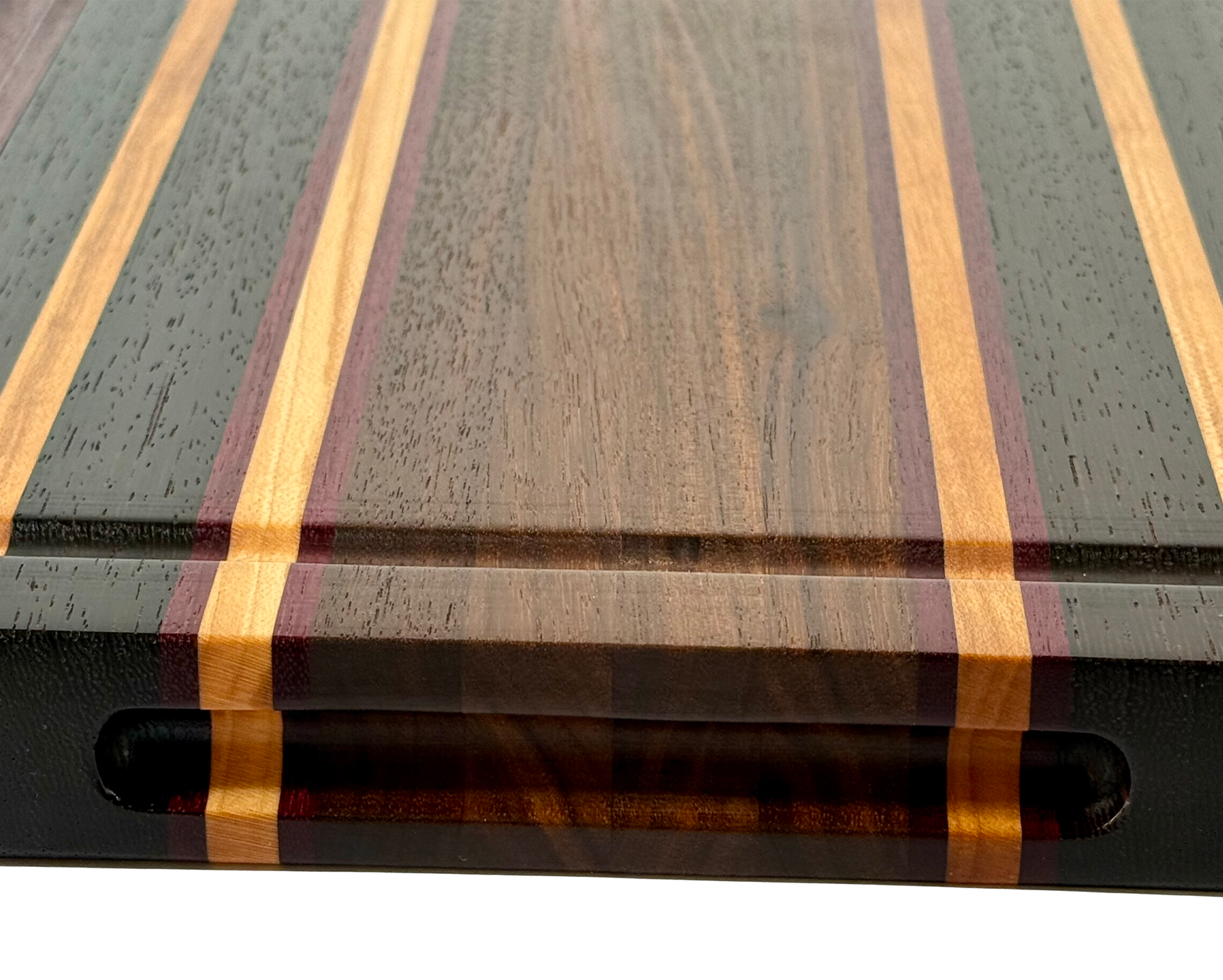 Edge Grain Cutting Board Maple Walnut Wenge & Purple Heart  Signature Series 