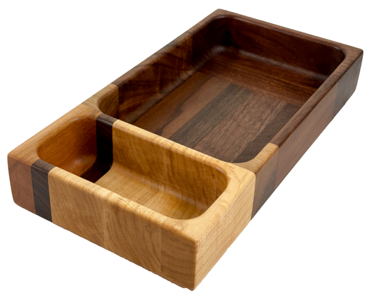 Wooden tray with compartments Maple Walnut  Cherry 