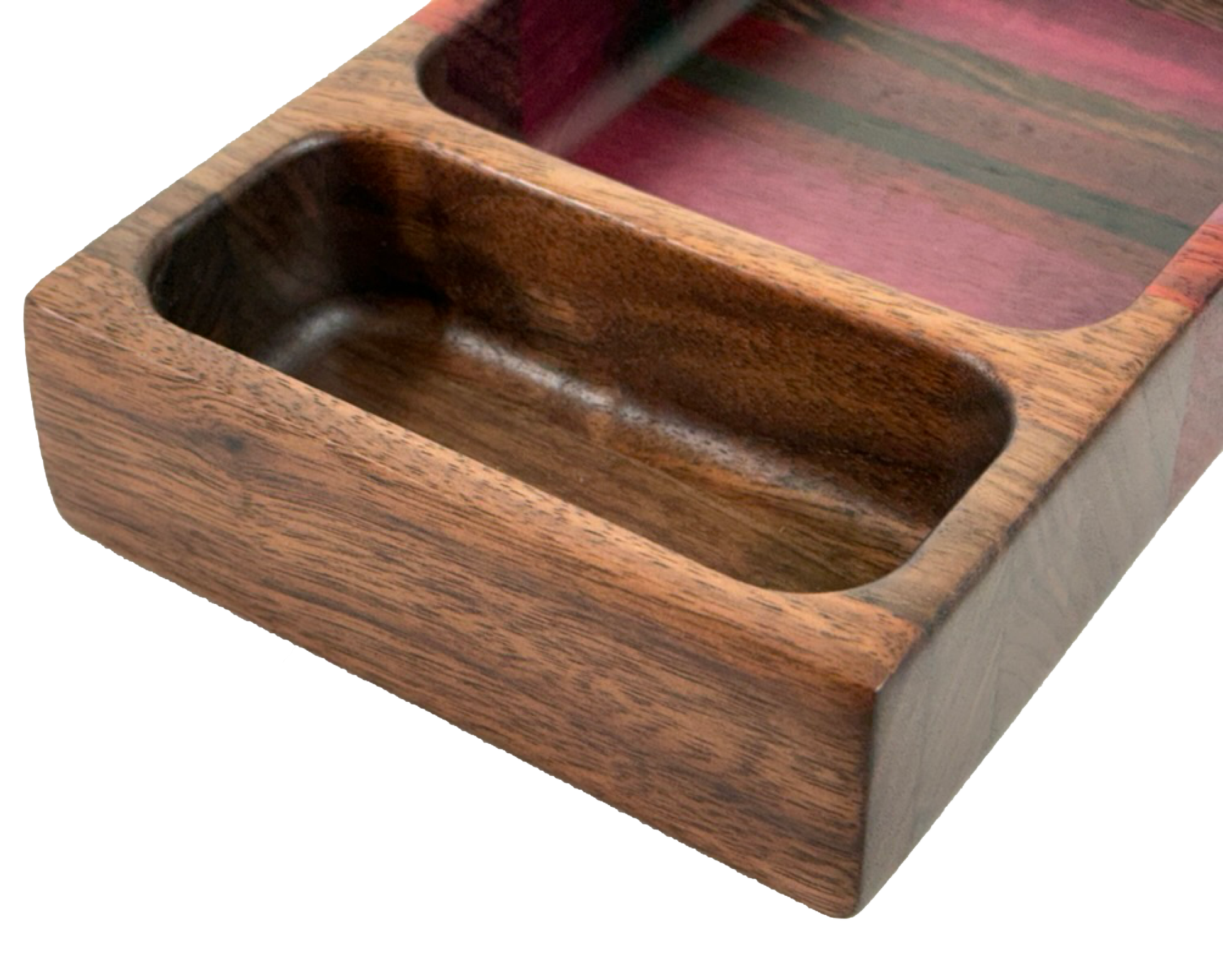 Wooden tray with compartments Purple Heart Wenge Walnut & Cherry 