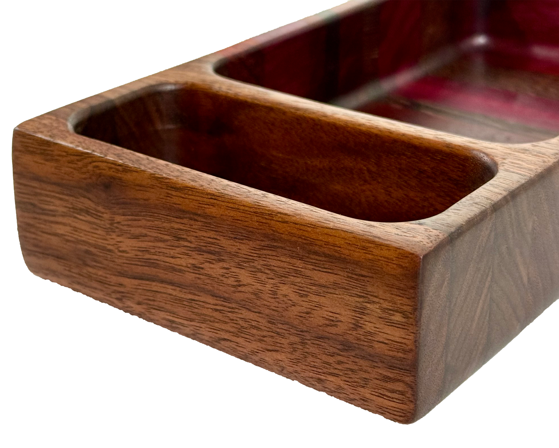 Wooden tray with compartments Purple Heart Wenge Walnut & Cherry 