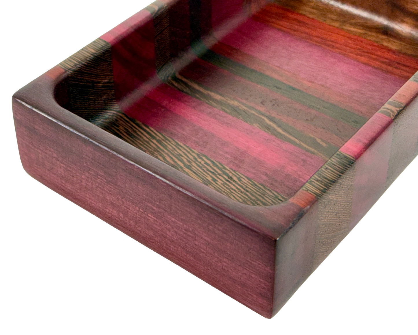Wooden tray with compartments Purple Heart Wenge Walnut & Cherry 