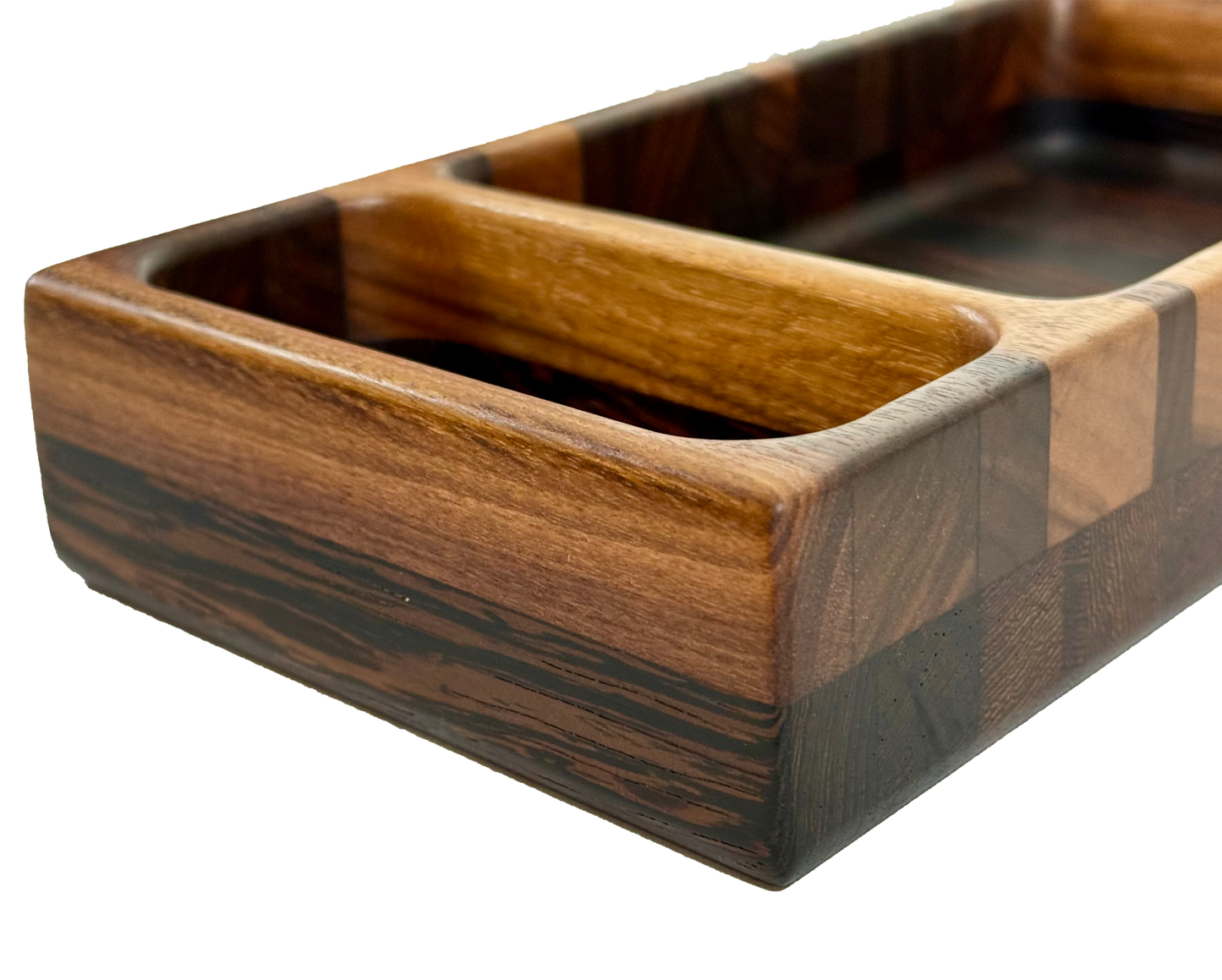 Wooden tray with compartments Walnut  Accent
