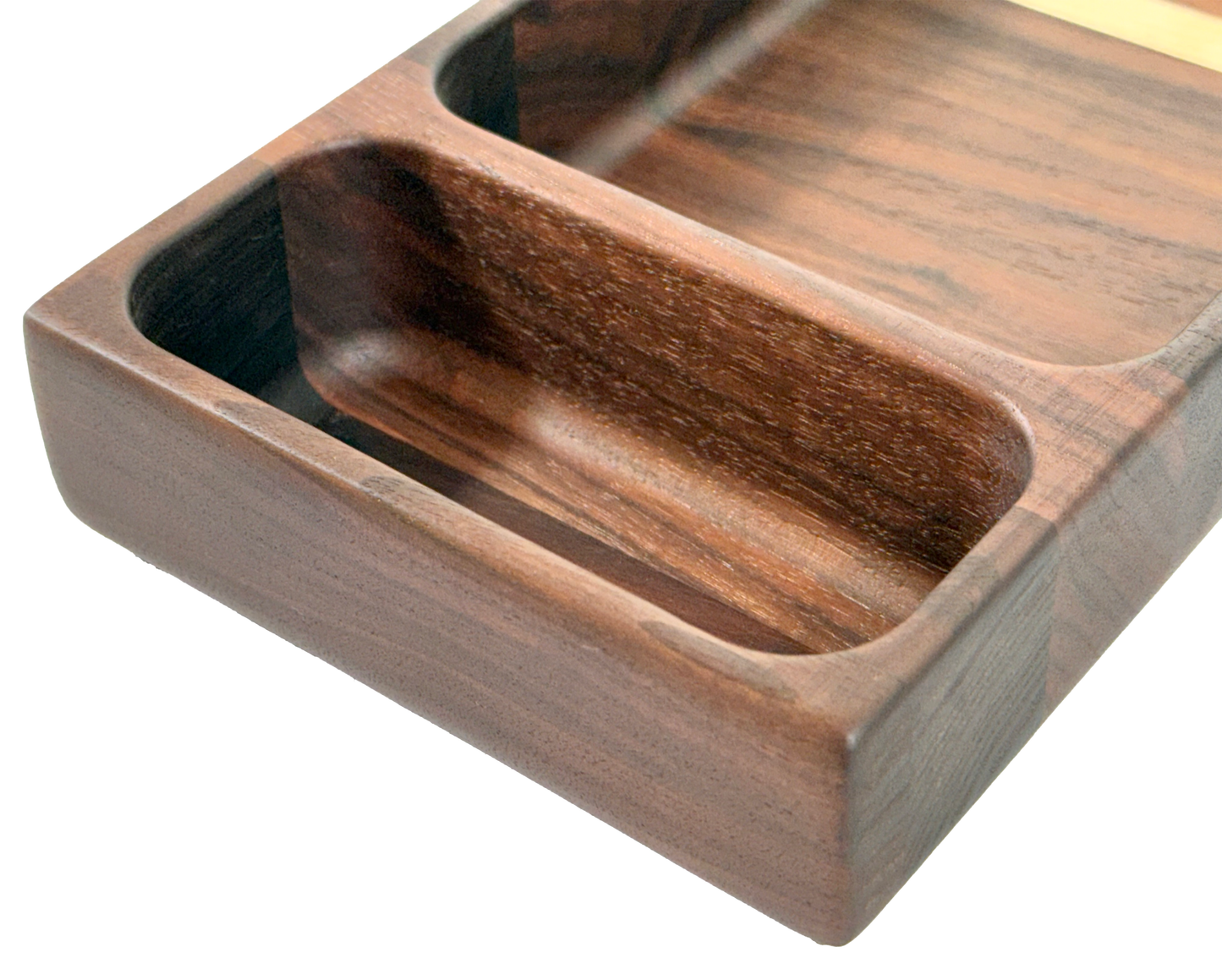 Wooden tray with compartments Walnut with Maple Accent