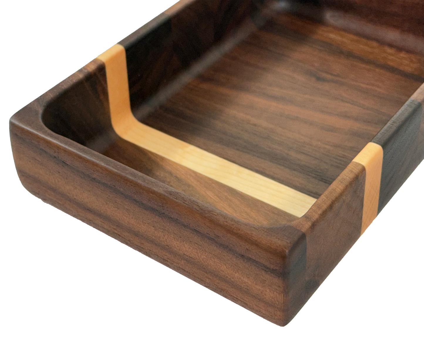 Wooden tray with compartments Walnut with Maple Accent