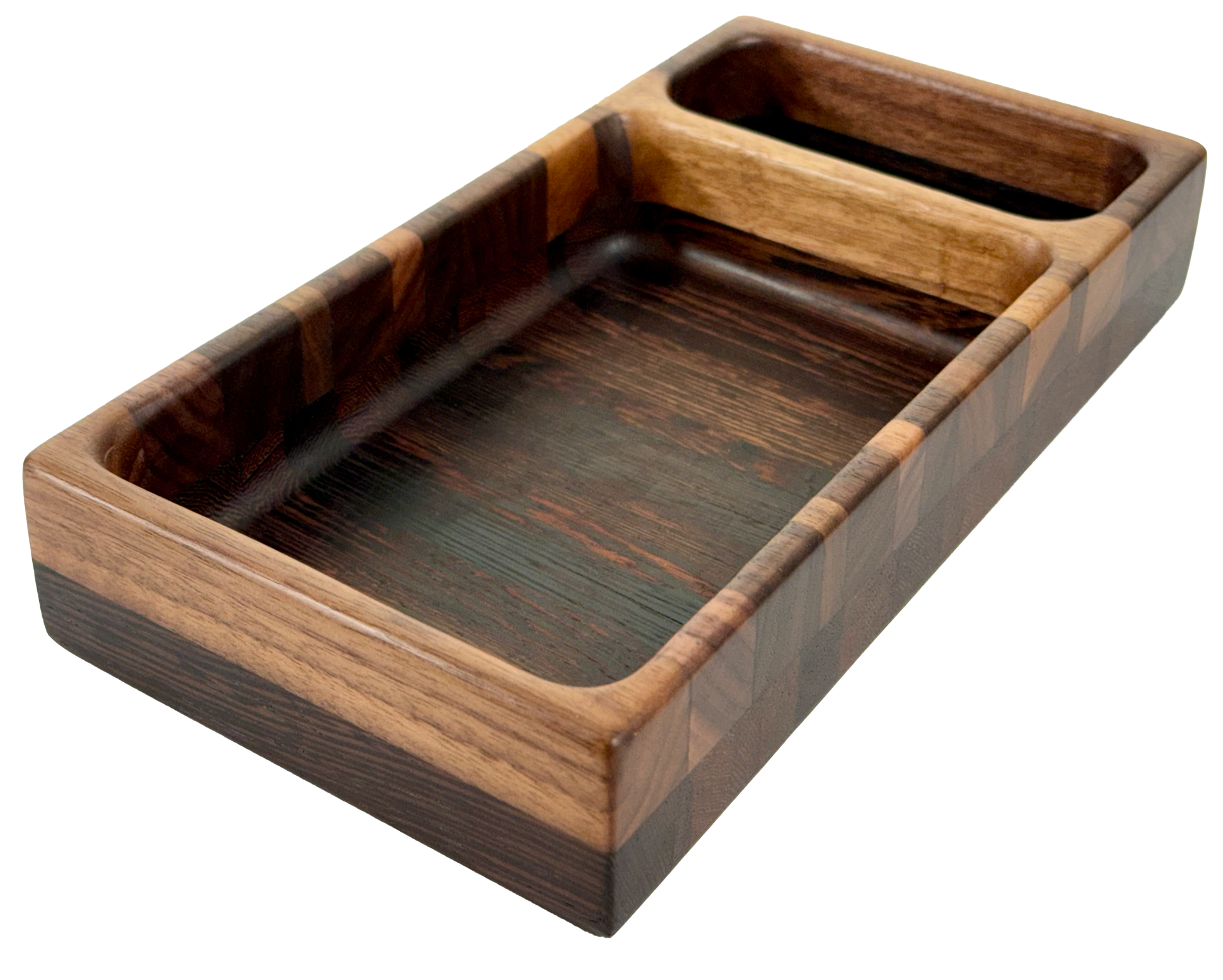 Wooden tray with compartments Walnut Wenge Accent
