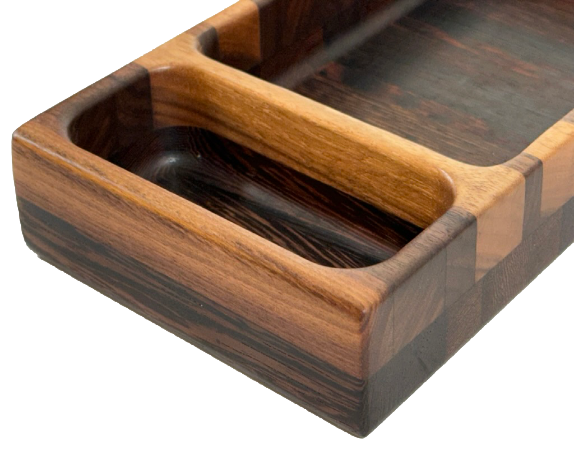 Wooden tray with compartments Walnut Wenge Accent