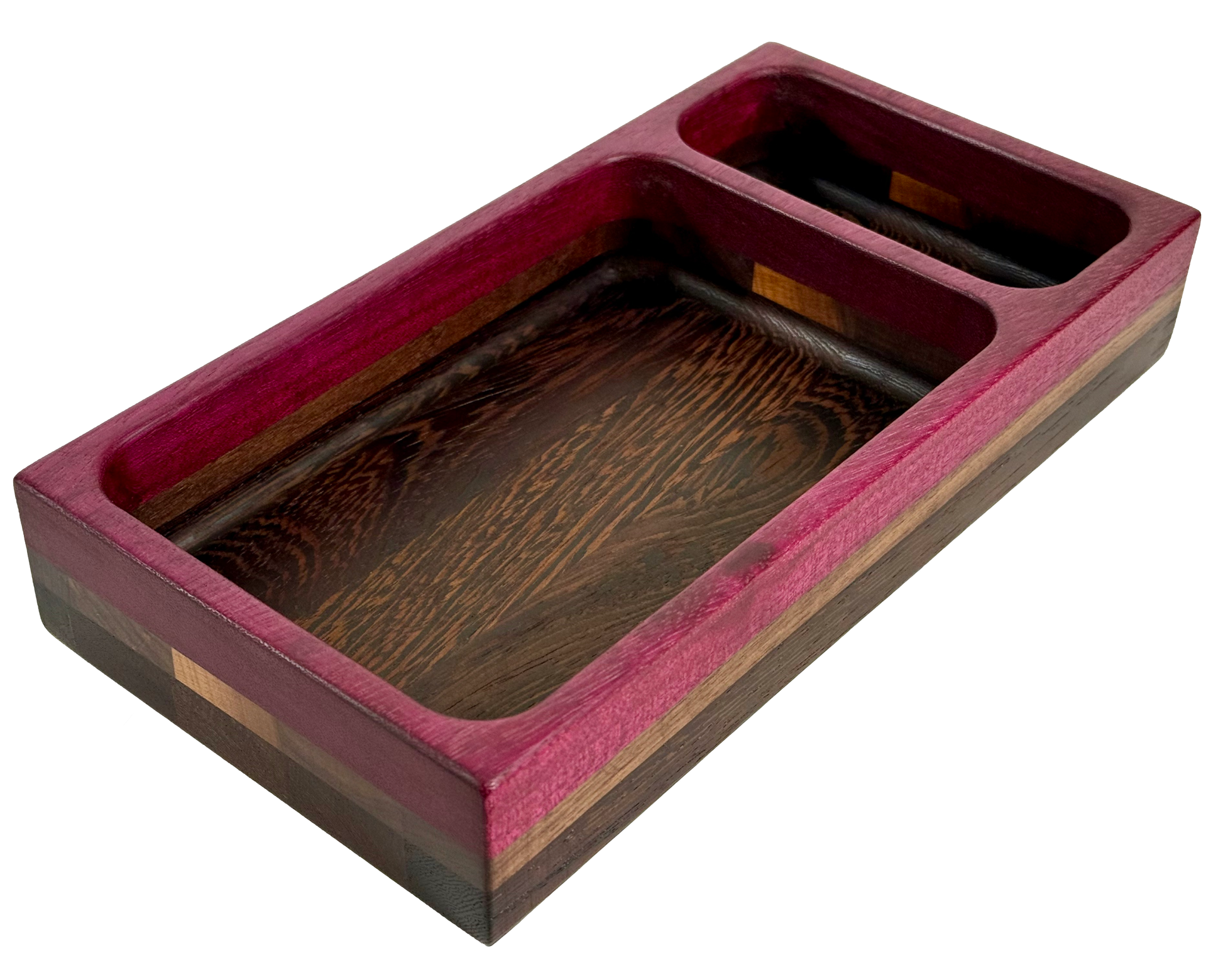 Wooden tray with compartments Purple Heart Wenge Walnut 