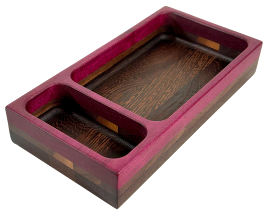 Wooden tray with compartments Purple Heart Wenge Walnut 