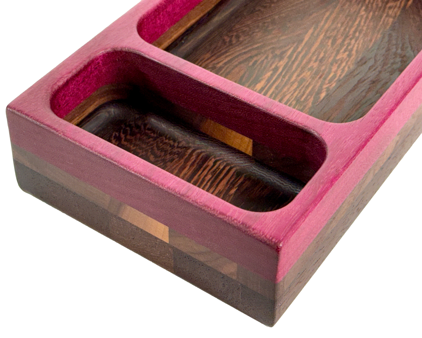 Wooden tray with compartments Purple Heart Wenge Walnut 