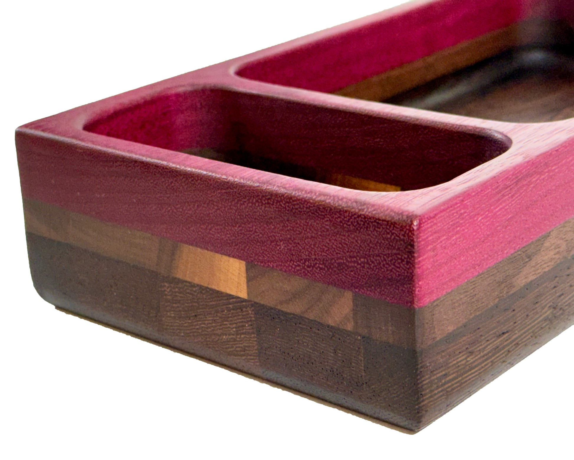 Wooden tray with compartments Purple Heart Wenge Walnut 