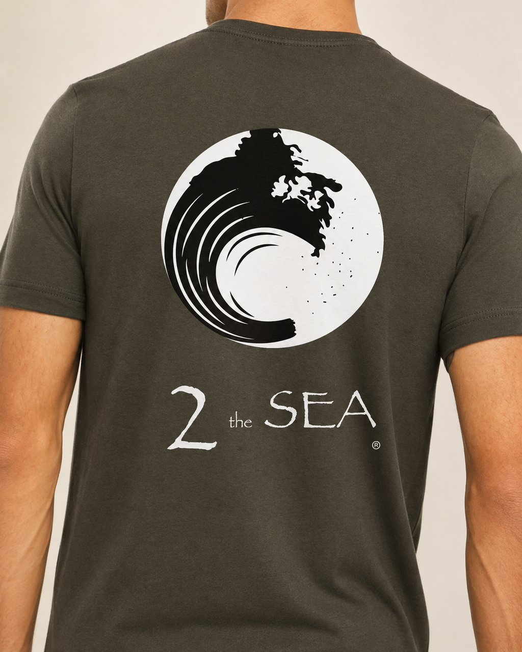 Close-up back view of The Break Army 2theSEA T-shirt showing the large wave logo graphic.